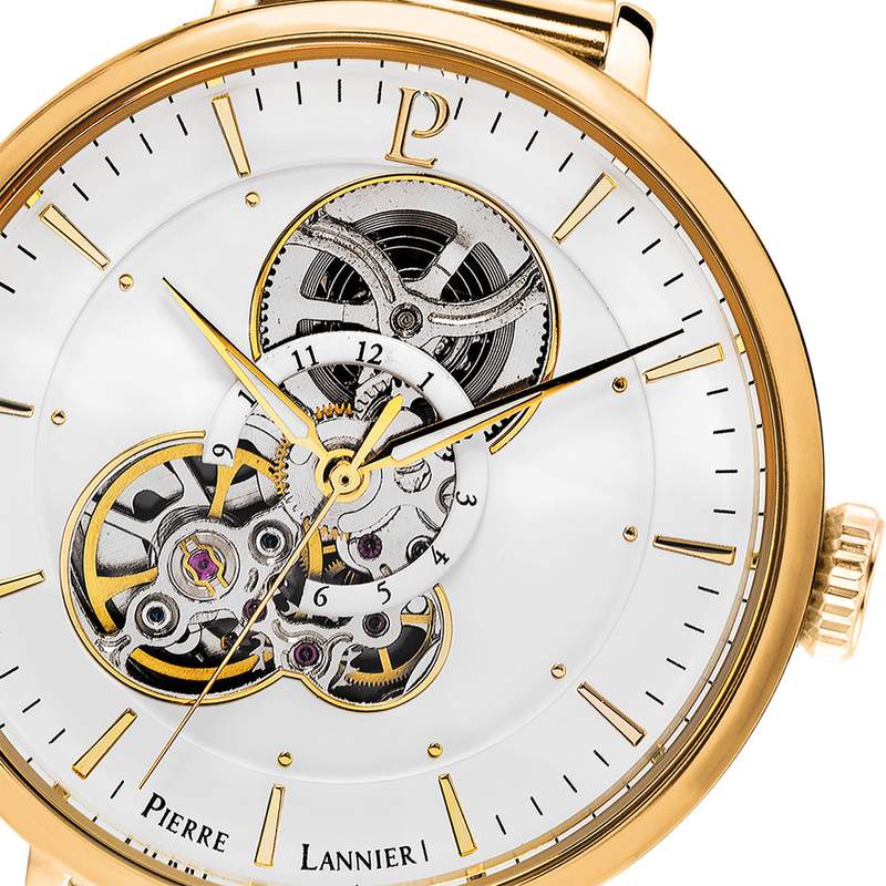 Montre PIERRE LANNIER Melodie homme automatique bracelet acier doré - vue D2