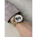 Montre PIERRE LANNIER Melodie homme automatique bracelet acier doré - vue porté 1