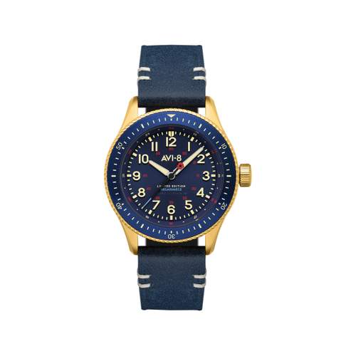 AVI 8 Flyboyman watch with blue leather strap