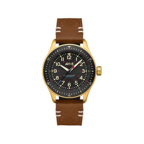 Montre AVI 8 Flyboy homme bracelet cuir marron