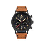 Montre AVI 8 Hawker Hurricane homme acier noir bracelet cuir caramel - vue 1
