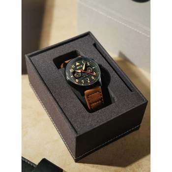 AVI 8 Hawker Hurricane men's watch black steel caramel leather strap