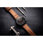 Montre AVI 8 Hawker Hurricane homme acier noir bracelet cuir caramel - vue D2