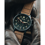 Montre AVI 8 Hawker Hurricane homme acier noir bracelet cuir caramel - vue D3