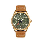 Montre AVI 8 Spitfire homme acier doré bracelet cuir caramel - vue 1