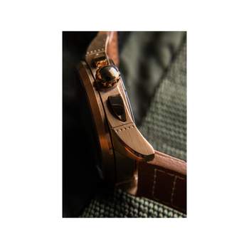 AVI 8 Spitfire men's watch gold-plated steel caramel leather strap