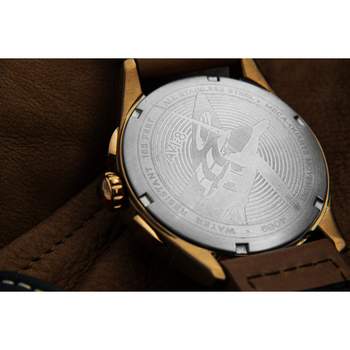 AVI 8 Spitfire men's watch gold-plated steel caramel leather strap
