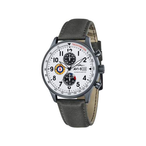 Montre AVI 8 Hawker Hurricane homme acier bracelet cuir gris