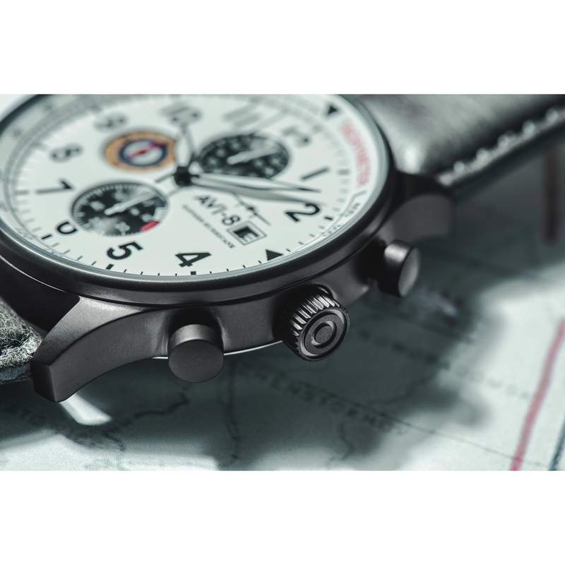 Montre AVI 8 Hawker Hurricane homme acier bracelet cuir gris - vue 2