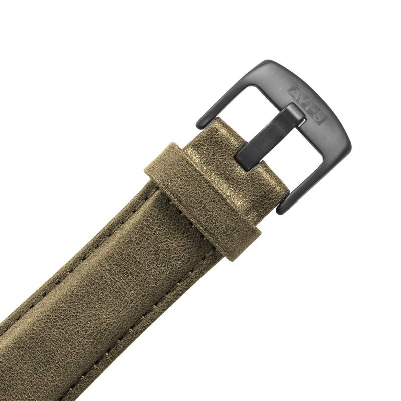 Montre AVI 8 Hawker Hurricane homme acier bracelet cuir vert kaki - vue D2