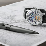 Montre EARNSHAW longitude homme automatique acier bracelet cuir noir - vue D2