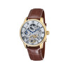 Montre EARNSHAW Longitude homme automatique acier doré bracelet cuir marron - vue V1