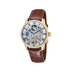 Montre EARNSHAW Longitude homme automatique acier doré bracelet cuir marron - vue 1
