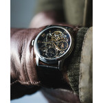 Montre EARNSHAW Longitude homme automatique acier bracelet cuir noir - vue porté 2