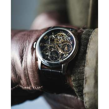 Montre EARNSHAW Longitude homme automatique acier bracelet cuir noir