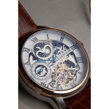 EARNSHAW Longitude herenhorloge, automatisch, roestvrij staal, bruine leren band