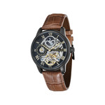 Montre EARNSHAW Longitude homme automatique acier noir bracelet cuir marron - vue 1
