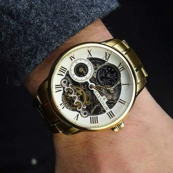 EARNSHAW Longitude automatisch herenhorloge zwart staal bruin lederen band