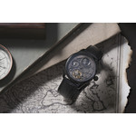 Montre EARNSHAW Longitude Shadow homme automatique acier noir bracelet cuir noir - vue D2