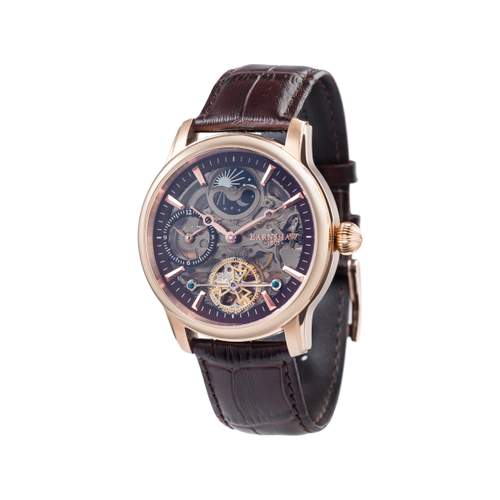 Montre EARNSHAW Longitude Shadow homme automatique acier noir bracelet cuir noir