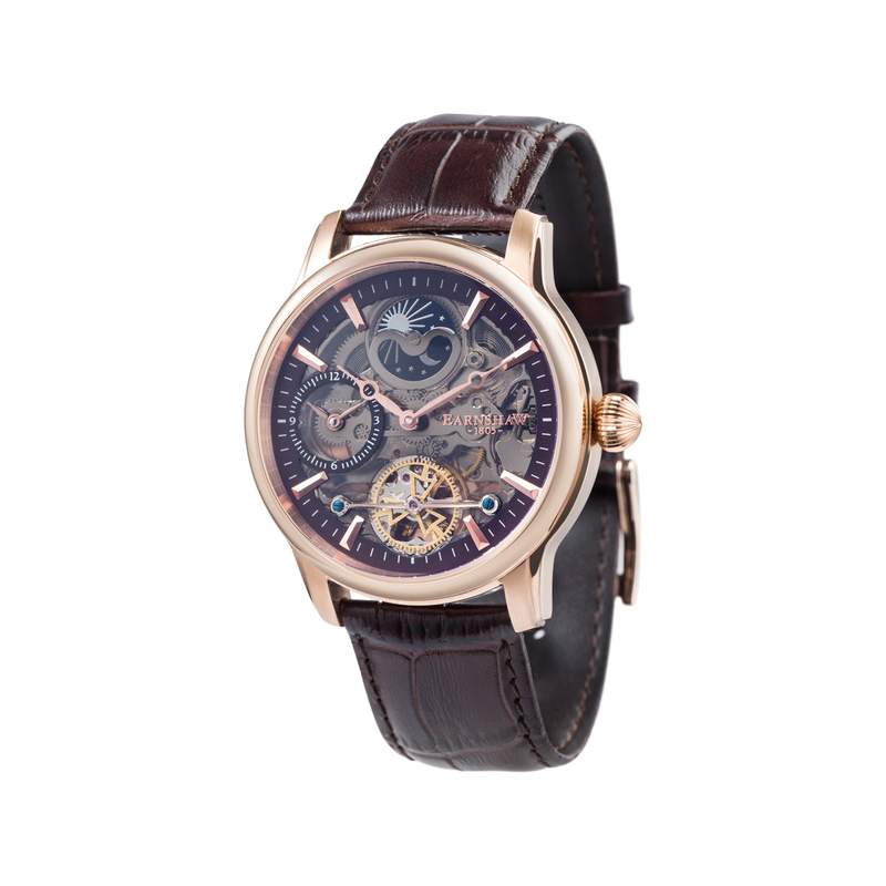 Montre EARNSHAW Longitude Shadow homme automatique acier noir bracelet cuir noir - vue 1