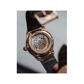 Montre EARNSHAW Longitude Shadow homme automatique acier noir bracelet cuir noir