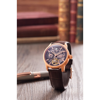 Montre EARNSHAW Longitude Shadow homme automatique acier noir bracelet cuir noir