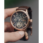 Montre EARNSHAW Longitude Shadow homme automatique acier noir bracelet cuir noir - vue D2
