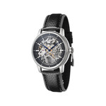 Montre EARNSHAW Cornwall homme automatique acier bracelet cuir noir - vue 1