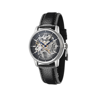 Montre EARNSHAW Cornwall homme automatique acier bracelet cuir noir