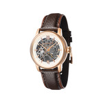 Montre EARNSHAW Cornwall homme automatique acier doré rose bracelet cuir marron - vue 1