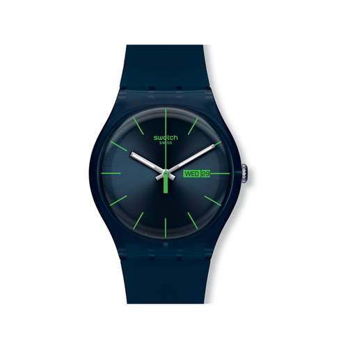 Swatch horloge voor dames en heren, gemaakt van biologische materialen, blauw