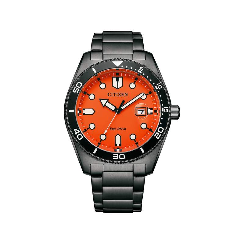 Montre CITIZEN sunset eco-drive homme eco-drive acier gris bracelet acier noir - vue 1