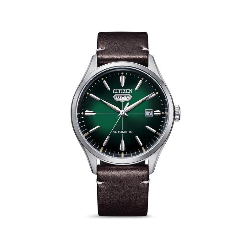 Montre CITIZEN mechanical homme automatique acier bracelet cuir marron - vue 1