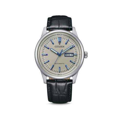 Montre CITIZEN platform sporty elegant homme automatique acier bracelet cuir noir