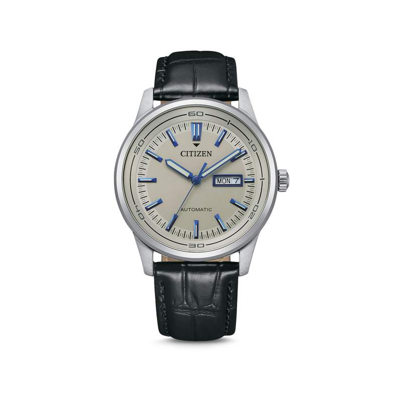 Montre CITIZEN platform sporty elegant homme automatique acier bracelet cuir noir - vue 1
