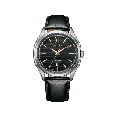 CITIZEN platform classic men's watch eco-drive steel black leather strap