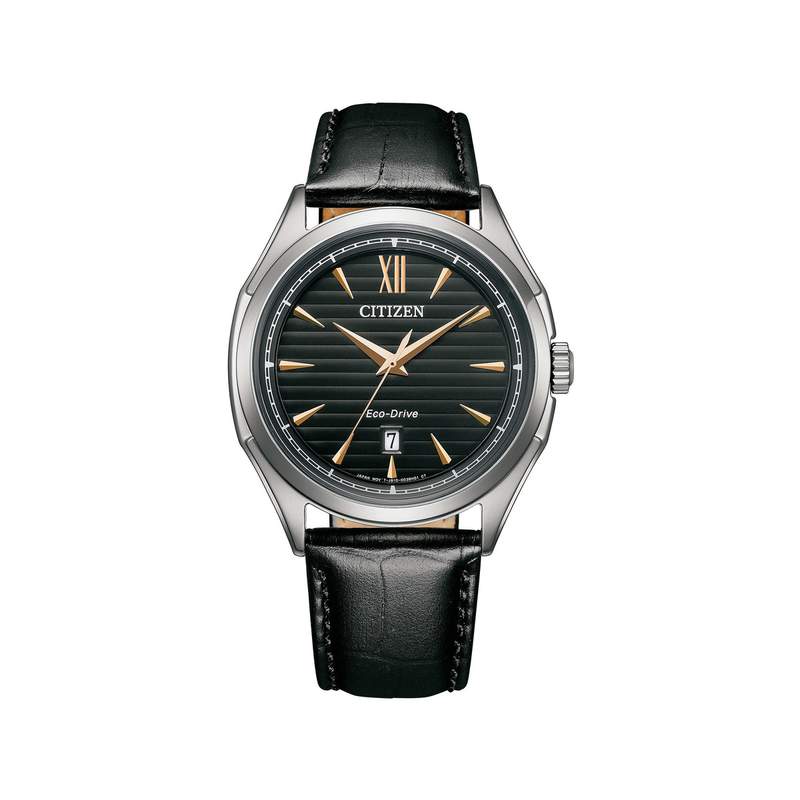 Montre CITIZEN platform classic homme eco-drive acier bracelet cuir noir - vue 1
