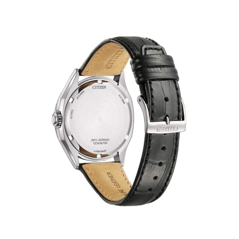 Montre CITIZEN platform classic homme eco-drive acier bracelet cuir noir - vue 3