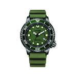 Montre CITIZEN promaster marine homme eco-drive acier bracelet silicone vert olive - vue 1