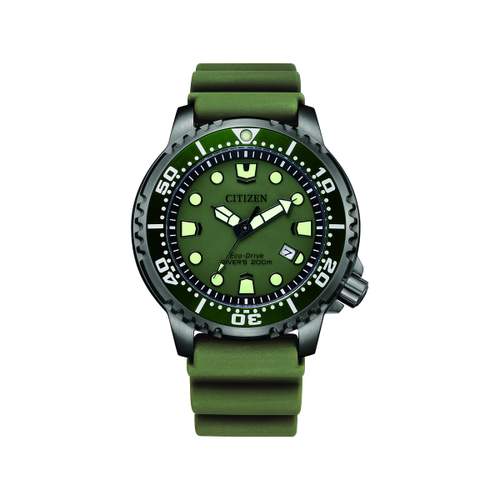 CITIZEN promaster marine herenhorloge eco-drive stalen siliconen armband olijfgroen