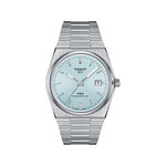Montre TISSOT PRX POWERMATIC homme automatique cadran bleu clair bracelet gris - vue 1