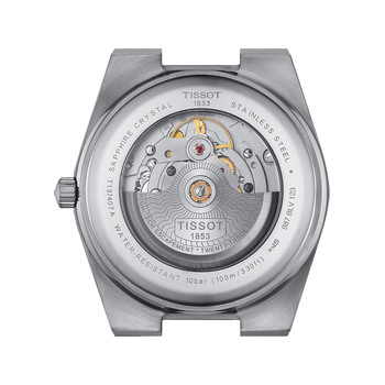 Montre TISSOT PRX POWERMATIC homme automatique cadran bleu clair bracelet gris