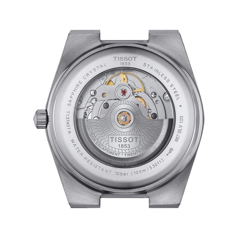 Montre TISSOT PRX POWERMATIC homme automatique cadran bleu clair bracelet gris - vue 3