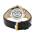 PIERRE LANNIER herenhorloge, automatisch, geelgoudkleurig staal, zwarte leren band - 3-wijzer