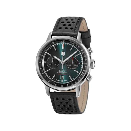 Montre Lip Rallye homme automatique acier bracelet cuir noir