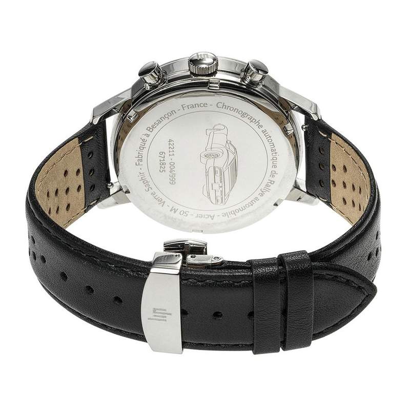 Montre Lip Rallye homme automatique acier bracelet cuir noir - vue 3