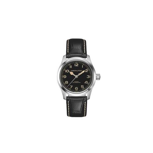 Montre HAMILTON Khaki Field homme automatique acier bracelet cuir noir