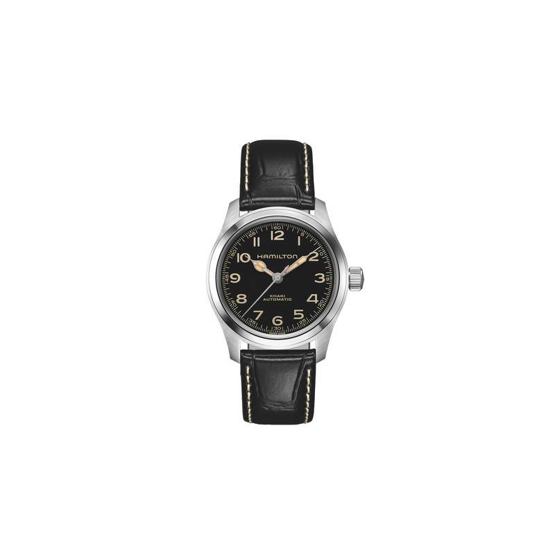 Montre HAMILTON Khaki Field homme automatique acier bracelet cuir noir - vue 1