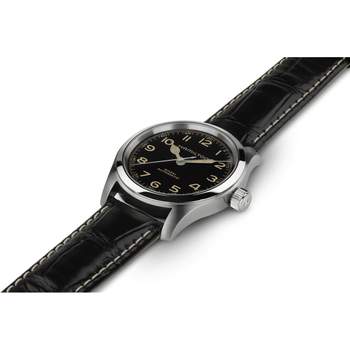 HAMILTON Khaki Field herenhorloge, automatisch, roestvrij staal, met zwarte leren band